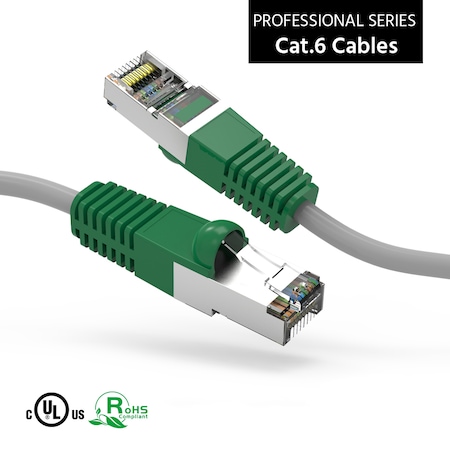 BESTLINK NETWARE CAT6 Shielded Crossover Cable- 7Ft- Gray Wire/Green Boot 100825GY